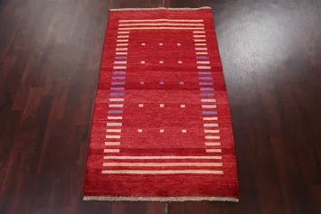 Red Handmade Gabbeh Kashkoli Oriental Rug 3x4