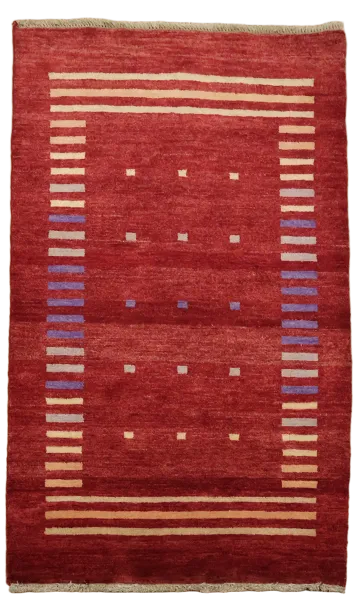 Elegant Artisan Rug with Deep Red Tones and Simple Patterns 3x4
