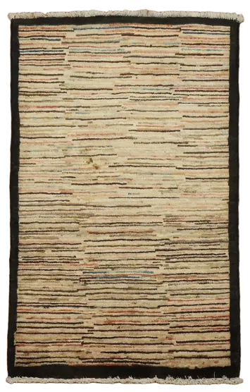 Modern Stripes and Earth Tones Gabbeh Accent Rug 2'x4'