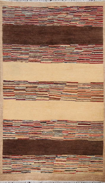 Handmade Gabbeh Kashkoli Oriental Wool Rug 3x6