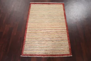 Striped Gabbeh Kashkoli Wool Hand-Knotted Rug 3x4