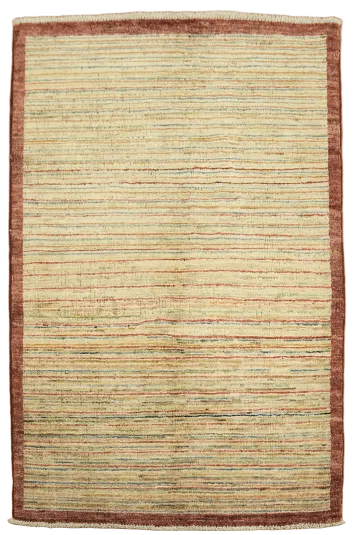 Striped Gabbeh Kashkoli Wool Hand-Knotted Rug 3x4