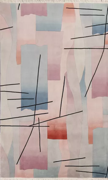 Vegetable Dye Art Deco Oriental Wool Rug 6x9