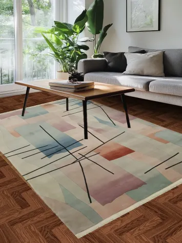 Vegetable Dye Art Deco Oriental Wool Rug 6x9