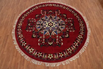 Handmade Red Tabriz Oriental Round Rug 8x8