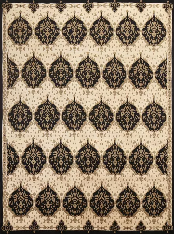 Vegetable Dye Black & Beige Nepalese Oriental Rug 8x10