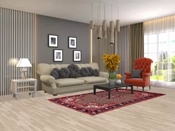 Vintage Brown Koliaei Persian Area Rug 5x8