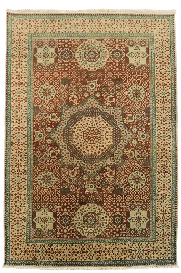 Rich Persian Inspired Mamluk Rug with Intricate Geometric Design 6x9 ft