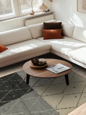 Elegant Four-Tone Moroccan Area Rug 6x9 Classic Diamond Design