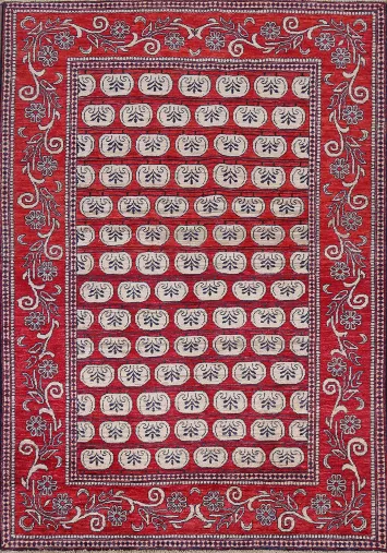 Vegetable Dye Red Wool Kazak Oriental Area Rug 5x7