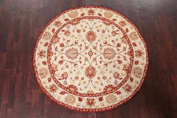 Handmade Wool Oushak Oriental Round Rug 6x6