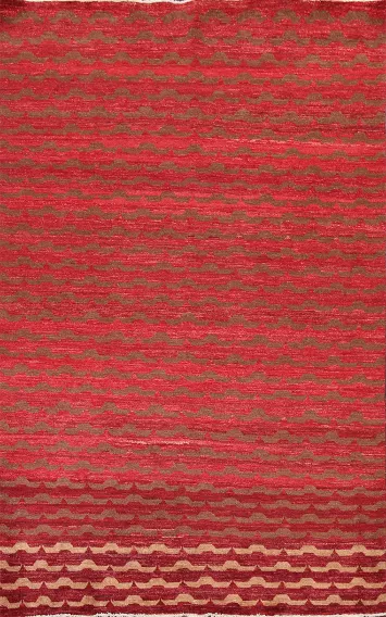 Hand-Knotted Wool Gabbeh Kashkoli Oriental Rug 6x9