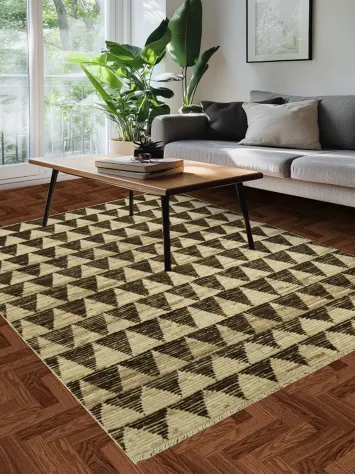 Modern Aesthetics: Earthy Tones in Triangular Harmony Rug 6x9