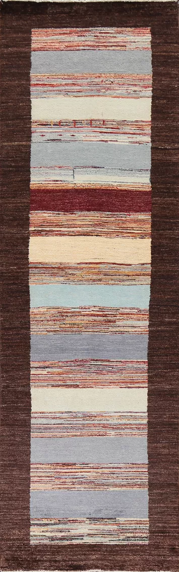 Handmade Wool Gabbeh Kashkoli Oriental Runner Rug 3x10