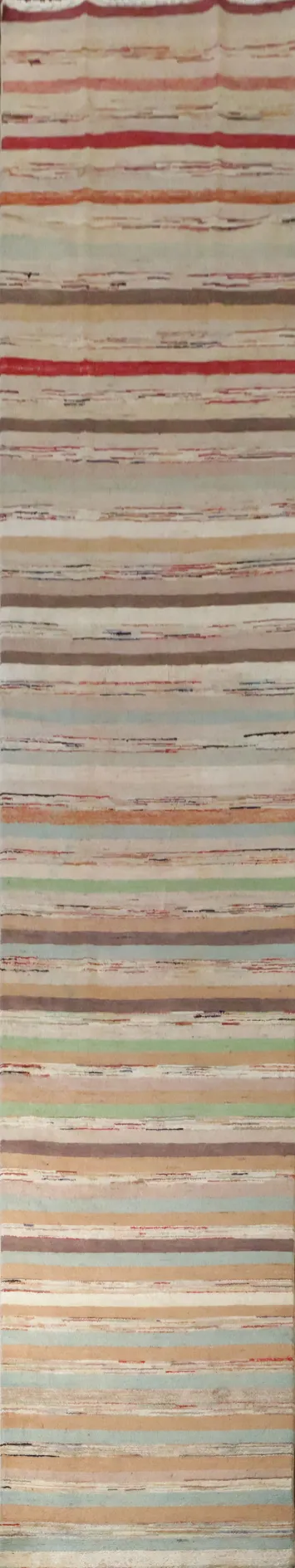 Contemporary Striped Gabbeh Runner Rug Design Ideal for Hallway or Entryway 3x15 ft