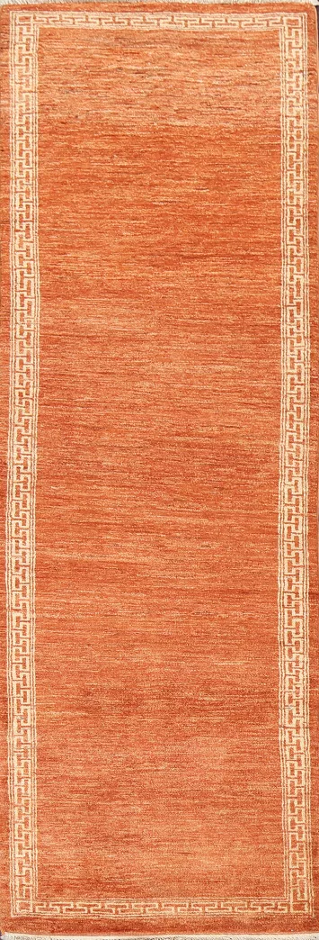 Orange Gabbeh Kashkoli Oriental Runner Rug 3x9
