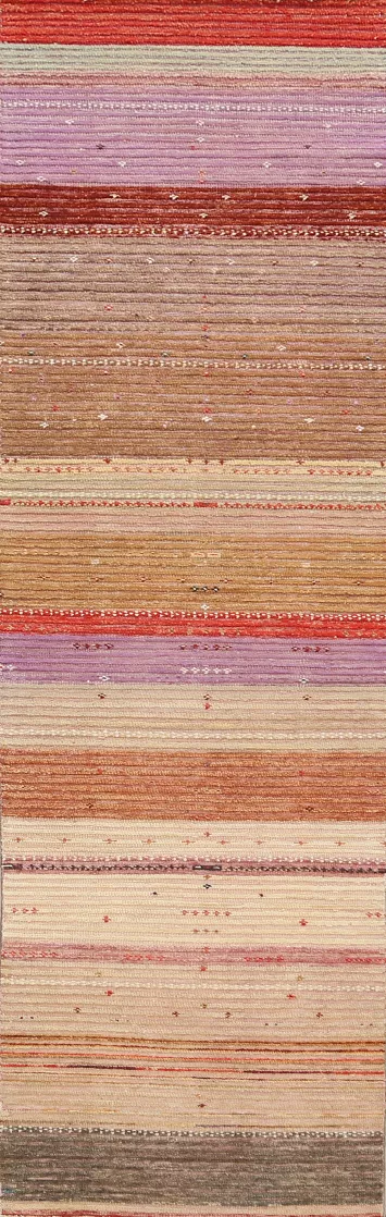 Striped Gabbeh Kashkoli Oriental Runner Rug 2x10