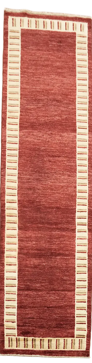 Red Wool Gabbeh Kashkoli Oriental Runner Rug 3x10