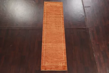 Orange Gabbeh Kashkoli Oriental Runner Rug 3x10