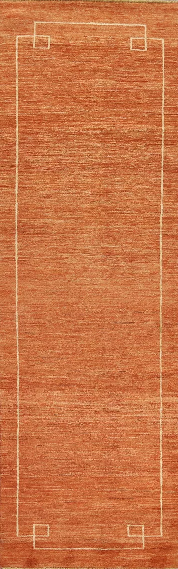 Orange Gabbeh Kashkoli Oriental Runner Rug 3x10