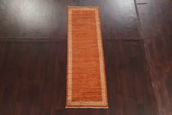 Orange Gabbeh Kashkoli Oriental Runner Rug 3x8