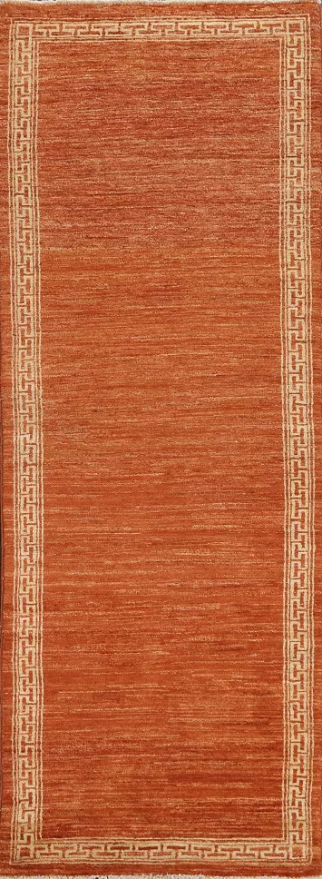 Orange Gabbeh Kashkoli Oriental Runner Rug 3x8