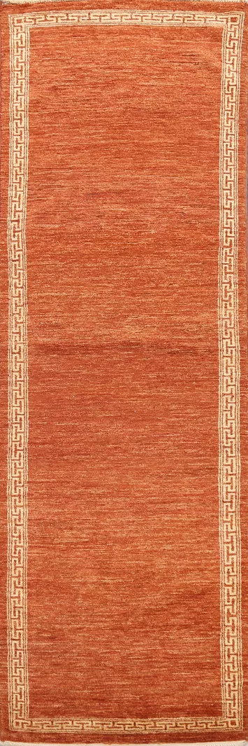Orange Gabbeh Kashkoli Oriental Runner Rug 3x9