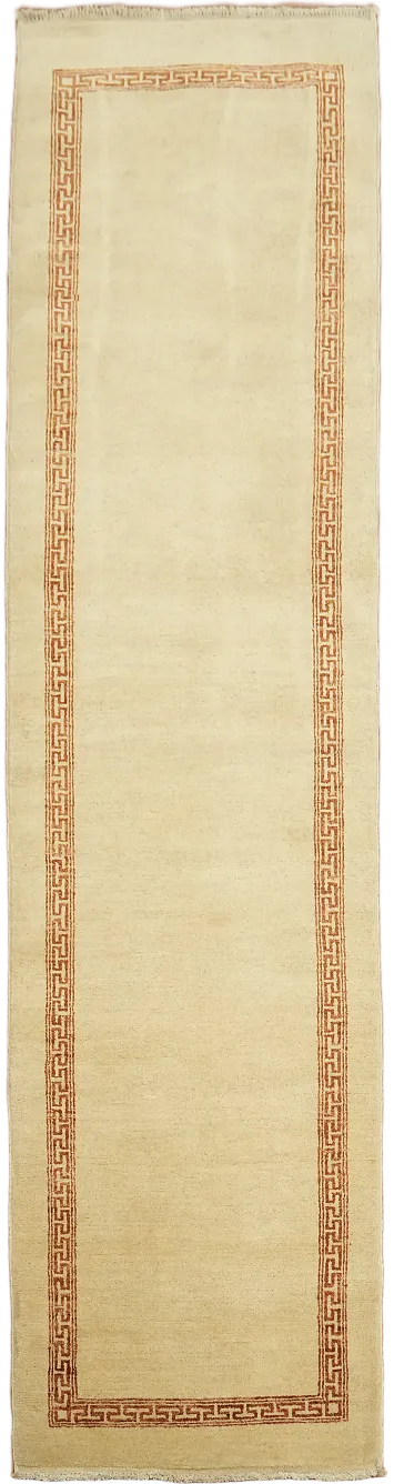 Neutral Wool Gabbeh Kashkoli Oriental Runner Rug 3x9