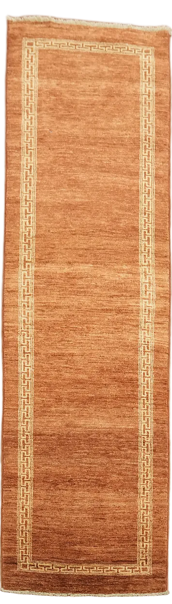 Orange Wool Gabbeh Kashkoli Oriental Runner Rug 3x9