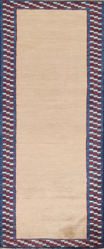 Neutral Gabbeh Kashkoli Oriental Runner Rug 3x8