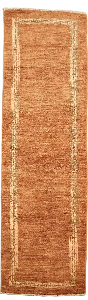 Orange Wool Gabbeh Kashkoli Oriental Runner Rug 3x9