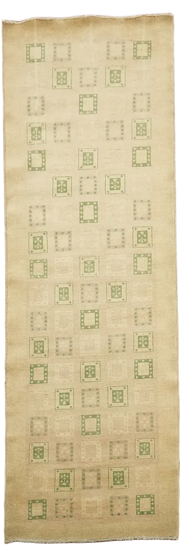 Neutral Wool Gabbeh Kashkoli Oriental Runner Rug 3x10