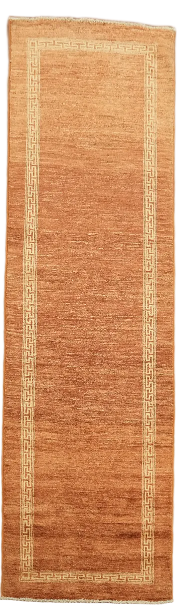 Orange Wool Gabbeh Kashkoli Oriental Runner Rug 3x9