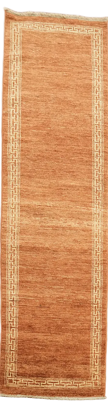 Orange Wool Gabbeh Kashkoli Oriental Runner Rug 2x9