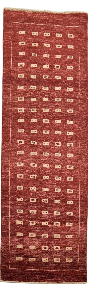 Red Wool Gabbeh Kashkoli Oriental Runner Rug 3x8
