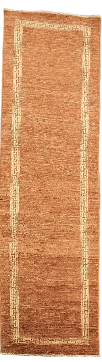 Orange Wool Gabbeh Kashkoli Oriental Runner Rug 3x9