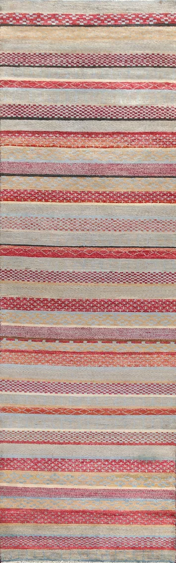 Striped Gabbeh Kashkoli Oriental Runner Rug 3x12