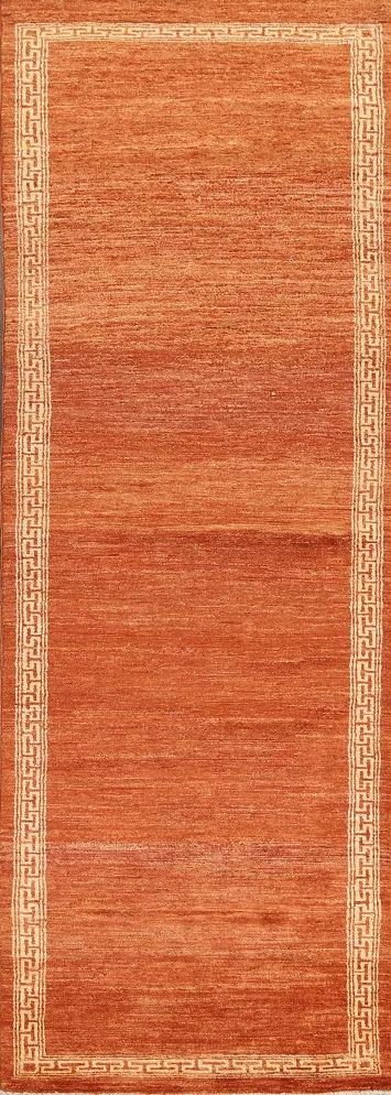 Orange Gabbeh Kashkoli Oriental Runner Rug 3x9