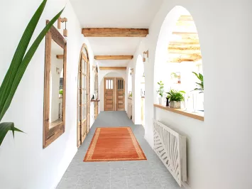 Orange Gabbeh Kashkoli Oriental Runner Rug 3x9