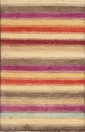 Striped Gabbeh Kashkoli Oriental Wool Rug 3x5