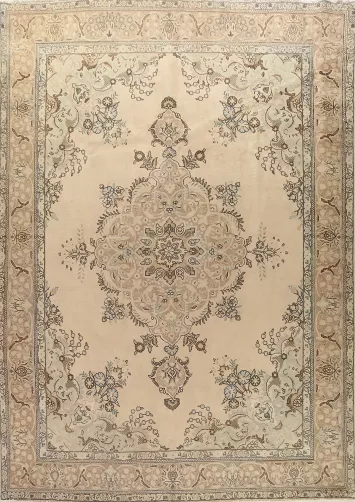 Vintage Floral Tabriz Persian Area Rug 10x13