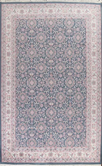 All-Over Green Floral Kashan Oriental Area Rug 10x14