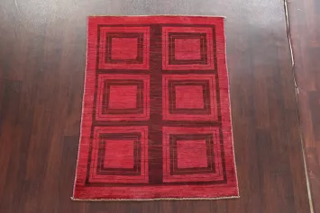 Geometric Wool Gabbeh Kashkoli Oriental Area Rug 4x5