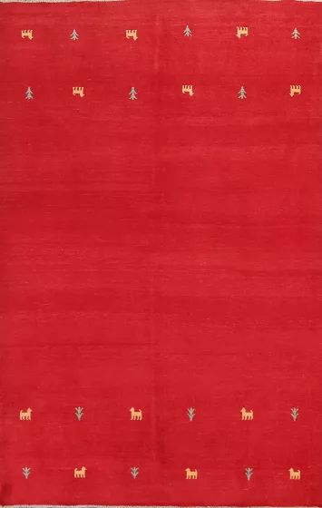 Red Wool Gabbeh Kashkoli Oriental Area Rug 7x10