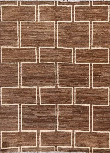 Brown Wool Gabbeh Kashkoli Oriental Area Rug 5x6