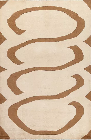 Contemporary Wool Gabbeh Persian Area Rug 6x9