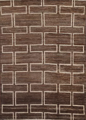 Brown Wool Gabbeh Kashkoli Oriental Area Rug 5x6