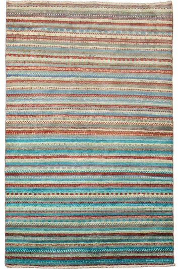 Stylish Multicolor Striped Pattern Gabbeh Wool Area Rug 5x7