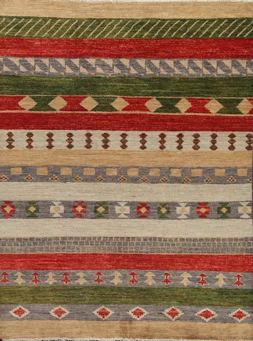 Tribal Wool Gabbeh Kashkoli Oriental Area Rug 5x6