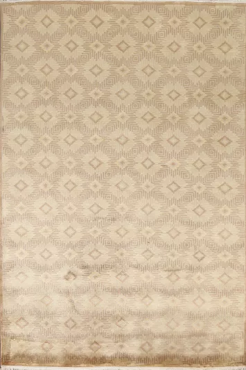 Vegetable Dye Wool Nepalese Handmade Oriental Rug 6x9